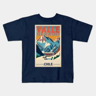 A Vintage Travel Art of Valle Nevado - Chile Kids T-Shirt